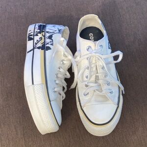 Converse All Stars White Low-Top Canvas Sneakers with Black Graphic
